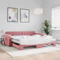 vidaXL Sofa rozsuwana z materacami, różowa, 100x200 cm, aksamit
