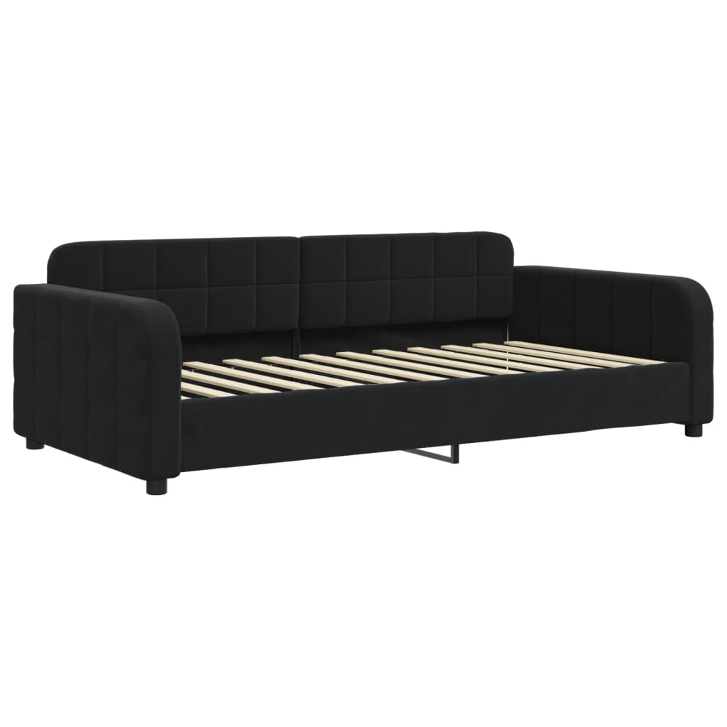 vidaXL Sofa rozsuwana z materacami, czarna, 100x200 cm, aksamit