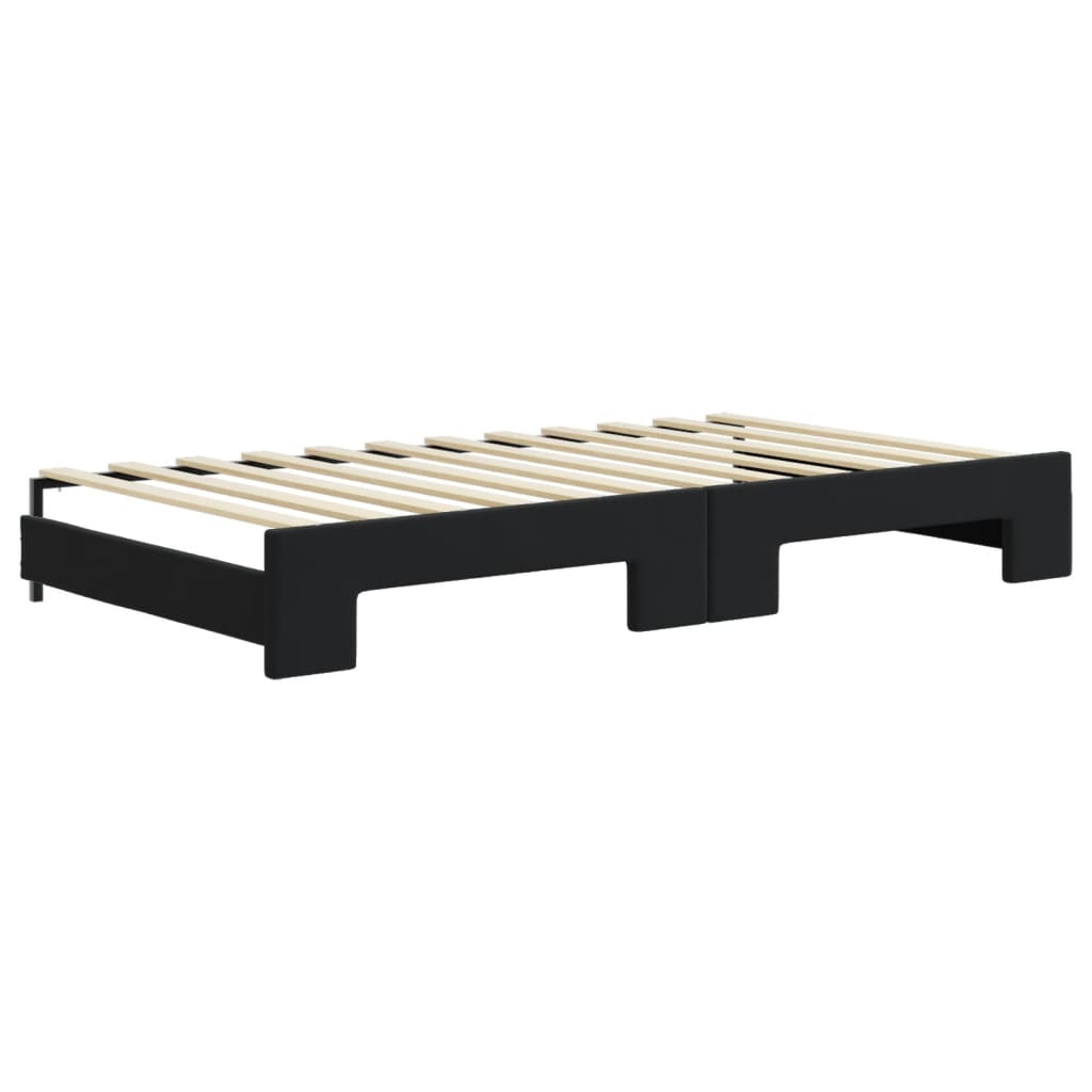 vidaXL Sofa rozsuwana z materacami, czarna, 100x200 cm, aksamit