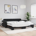 vidaXL Sofa rozsuwana z materacami, czarna, 100x200 cm, aksamit