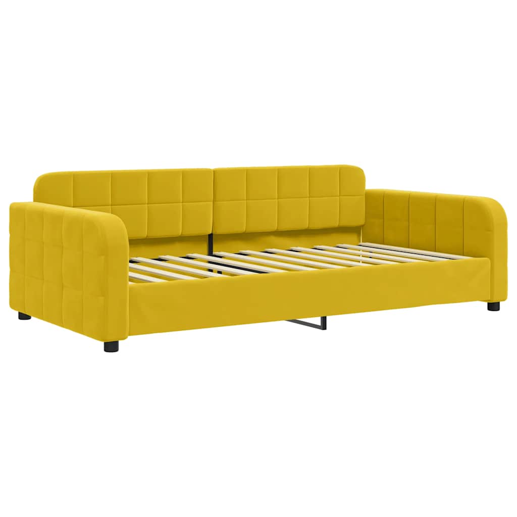vidaXL Sofa rozsuwana z materacami, żółta, 100x200 cm, aksamit