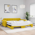 vidaXL Sofa rozsuwana z materacami, żółta, 100x200 cm, aksamit