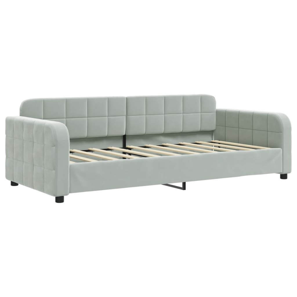 vidaXL Sofa rozsuwana z materacami, jasnoszara, 90x190 cm, aksamit