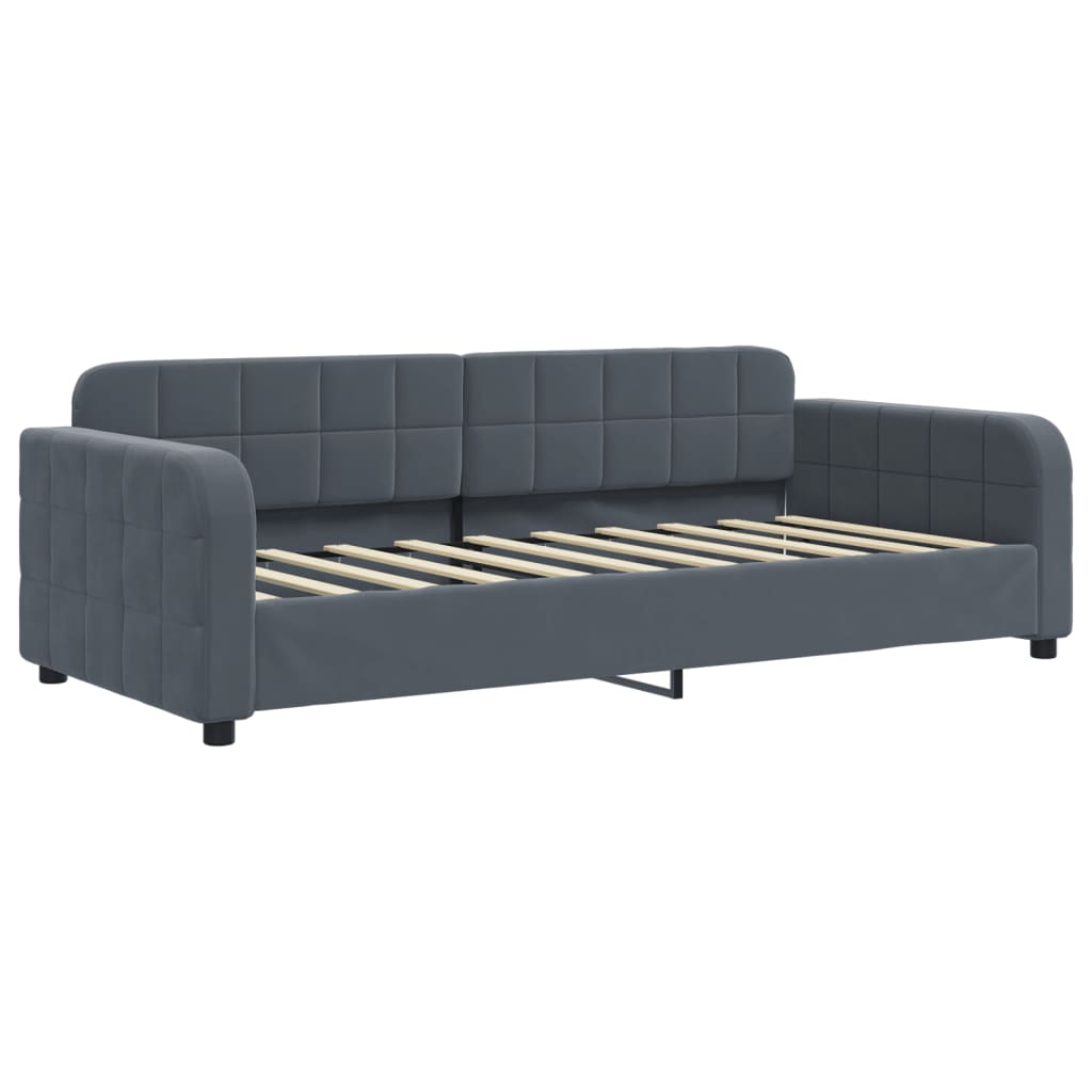 vidaXL Sofa rozsuwana z materacami, ciemnoszara, 90x190 cm, aksamit
