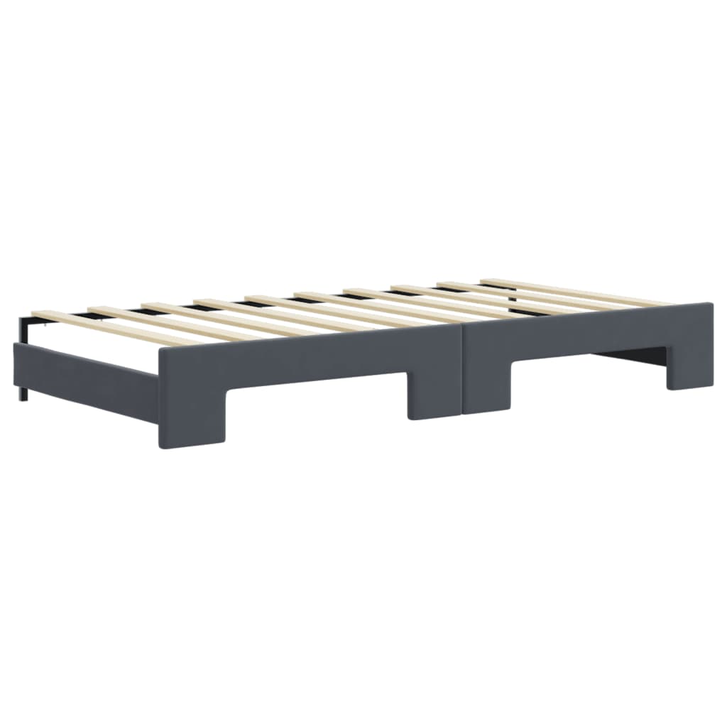 vidaXL Sofa rozsuwana z materacami, ciemnoszara, 90x190 cm, aksamit