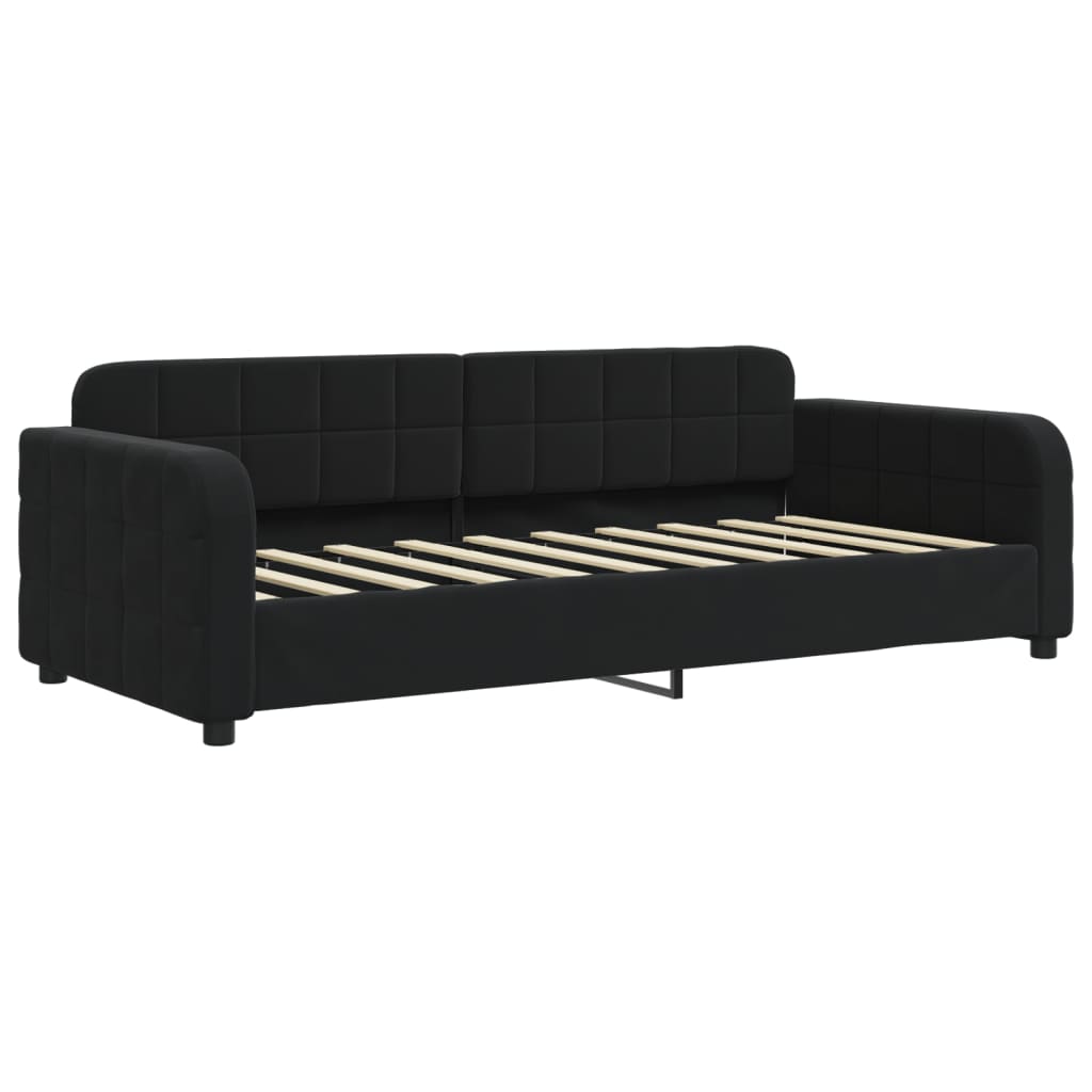 vidaXL Sofa rozsuwana z materacami, czarna, 90x190 cm, aksamit