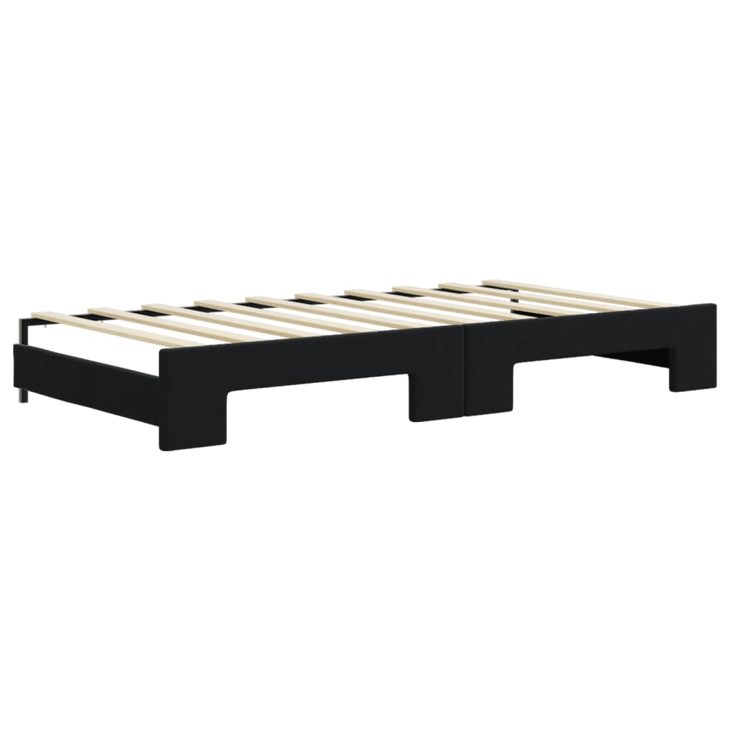 vidaXL Sofa rozsuwana z materacami, czarna, 90x190 cm, aksamit