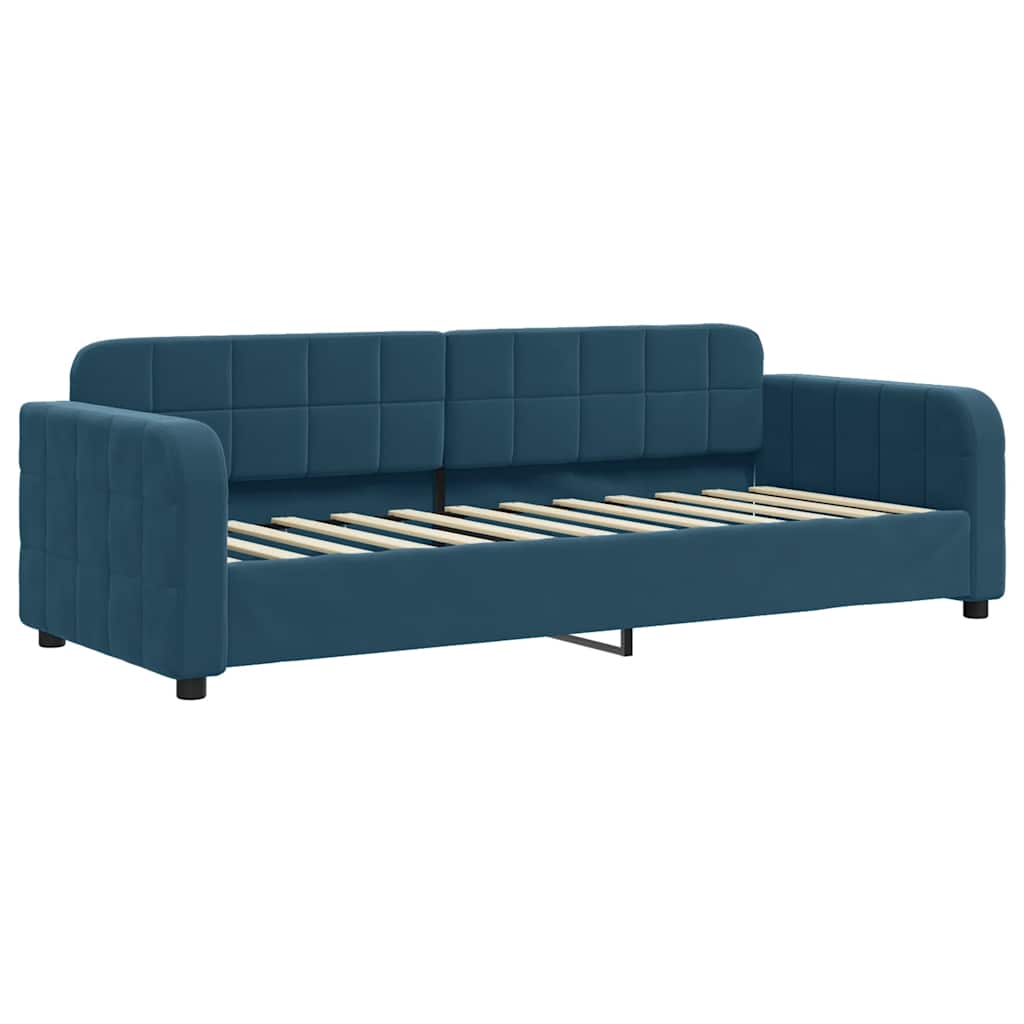 vidaXL Sofa rozsuwana z szufladami, niebieska, 80x200 cm, aksamit