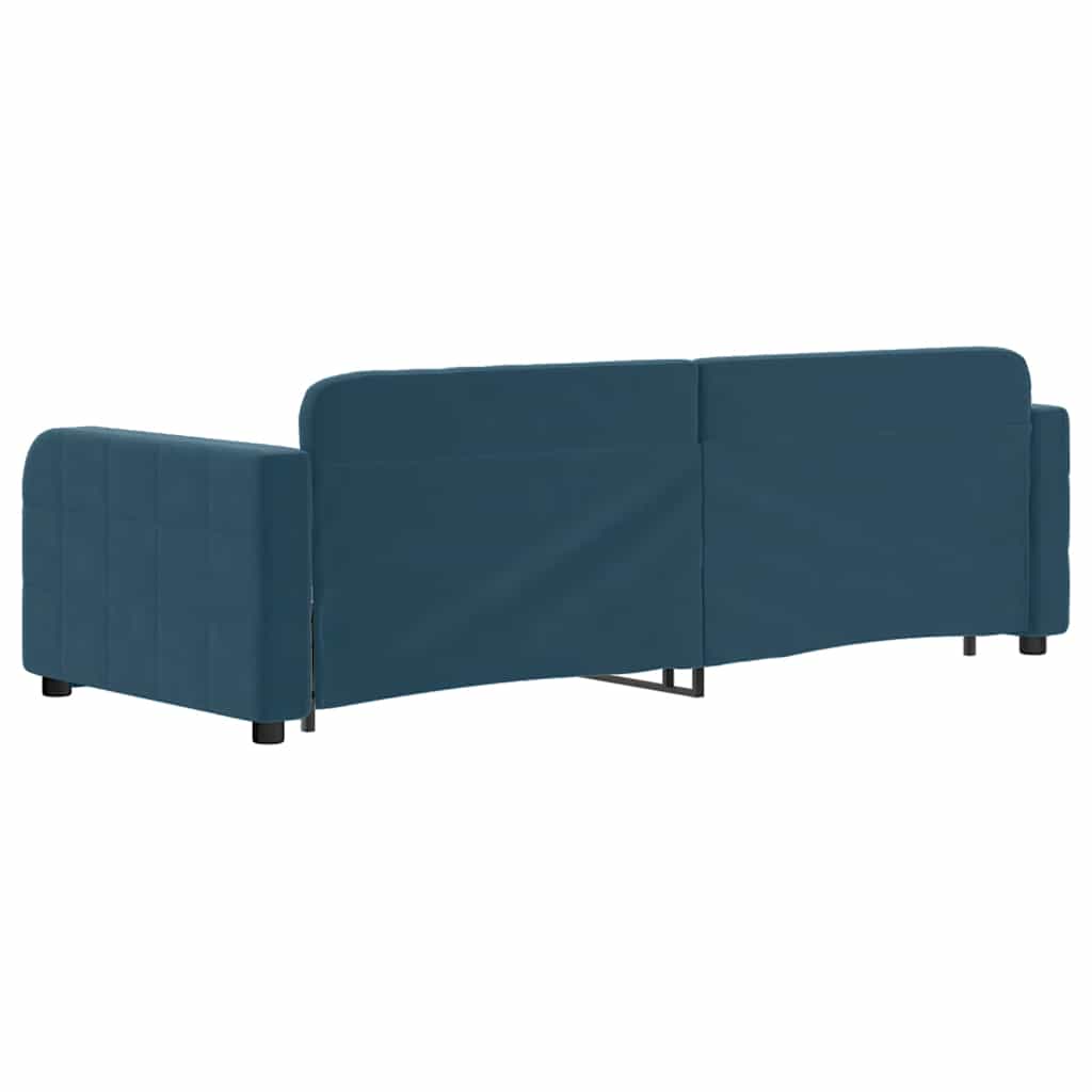 vidaXL Sofa rozsuwana z szufladami, niebieska, 80x200 cm, aksamit
