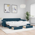 vidaXL Sofa rozsuwana z szufladami, niebieska, 80x200 cm, aksamit
