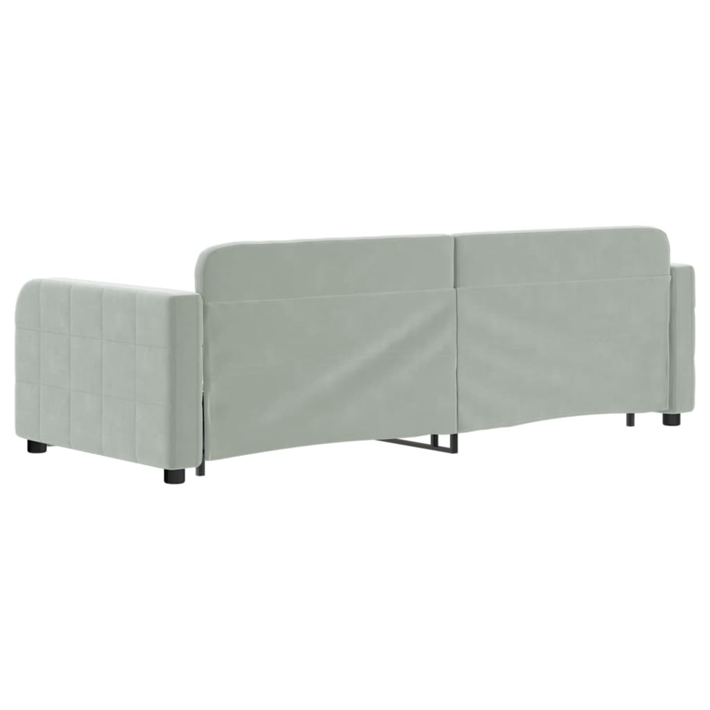 vidaXL Sofa rozsuwana z szufladami, jasnoszara, 80x200 cm, aksamit