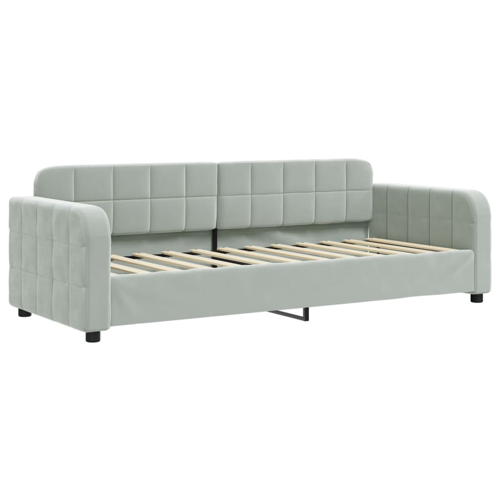 vidaXL Sofa rozsuwana z szufladami, jasnoszara, 80x200 cm, aksamit