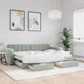vidaXL Sofa rozsuwana z szufladami, jasnoszara, 80x200 cm, aksamit