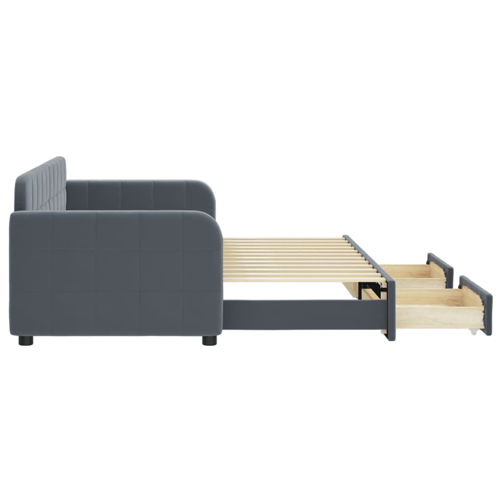 vidaXL Sofa rozsuwana z szufladami, ciemnoszara, 80x200 cm, aksamit
