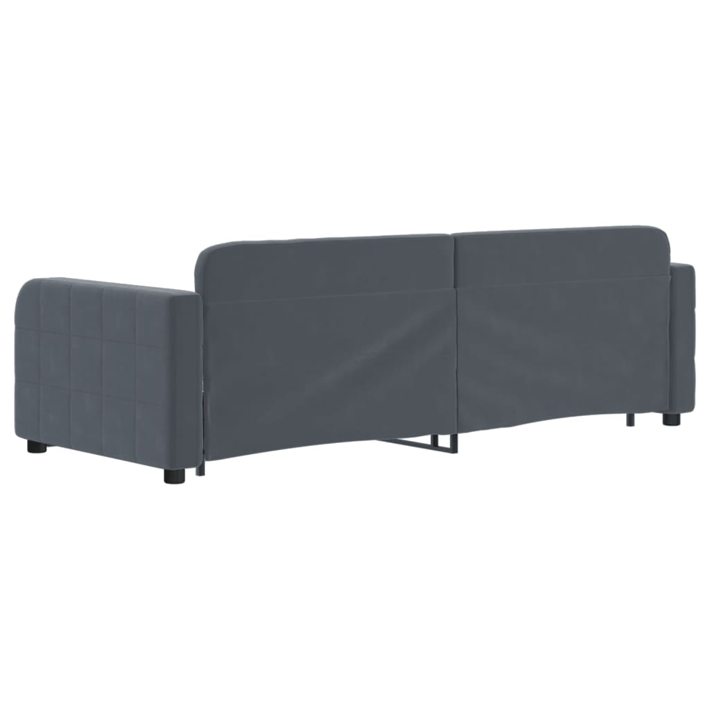 vidaXL Sofa rozsuwana z szufladami, ciemnoszara, 80x200 cm, aksamit