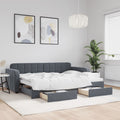 vidaXL Sofa rozsuwana z szufladami, ciemnoszara, 80x200 cm, aksamit