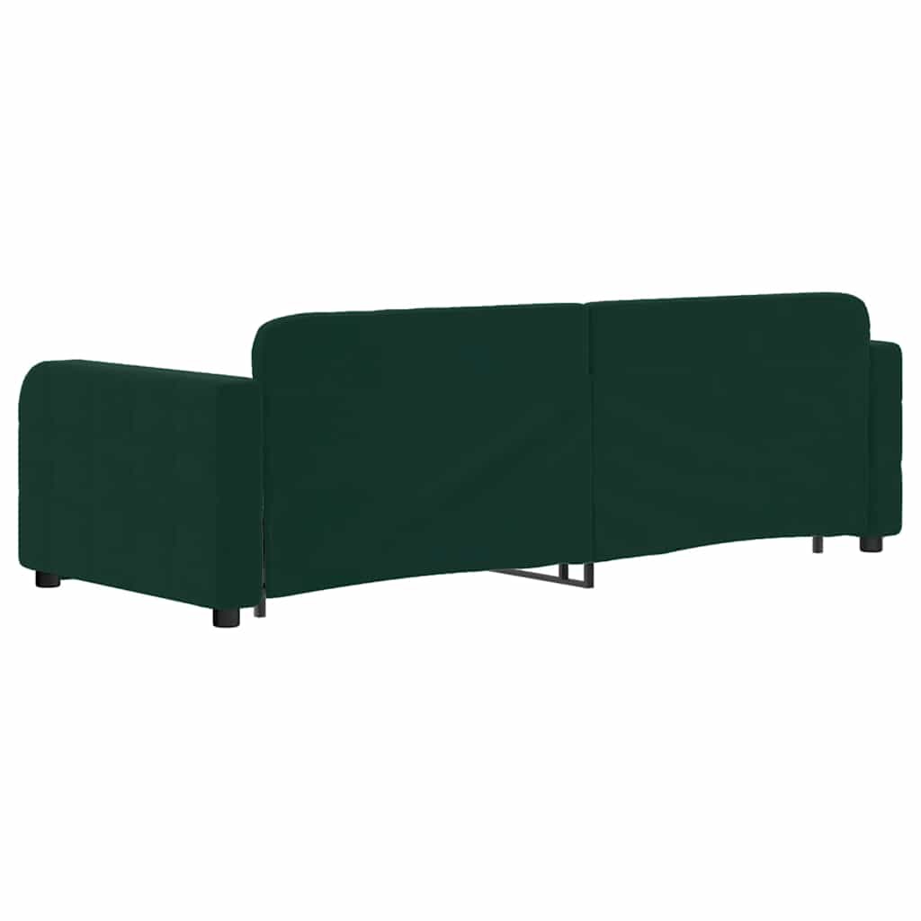 vidaXL Sofa rozsuwana z szufladami, ciemnozielona, 80x200 cm, aksamit