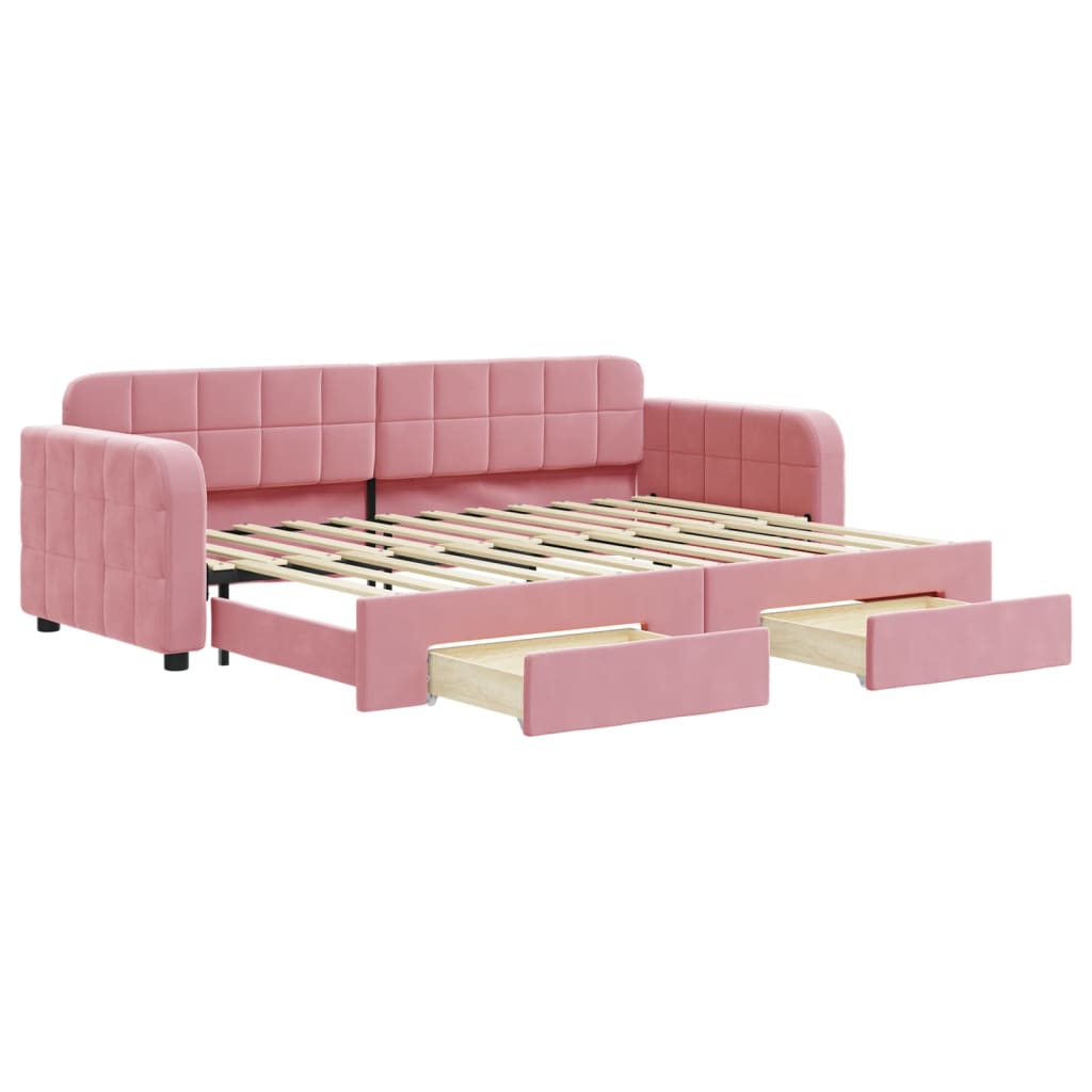 vidaXL Sofa rozsuwana z szufladami, różowa, 80x200 cm, aksamit