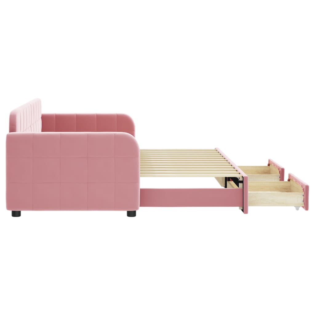 vidaXL Sofa rozsuwana z szufladami, różowa, 80x200 cm, aksamit