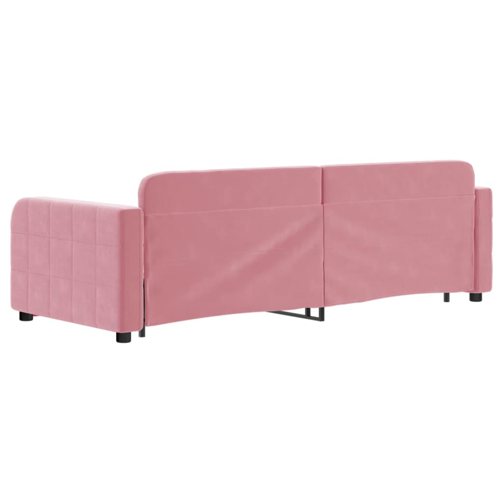 vidaXL Sofa rozsuwana z szufladami, różowa, 80x200 cm, aksamit