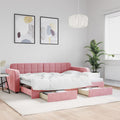 vidaXL Sofa rozsuwana z szufladami, różowa, 80x200 cm, aksamit