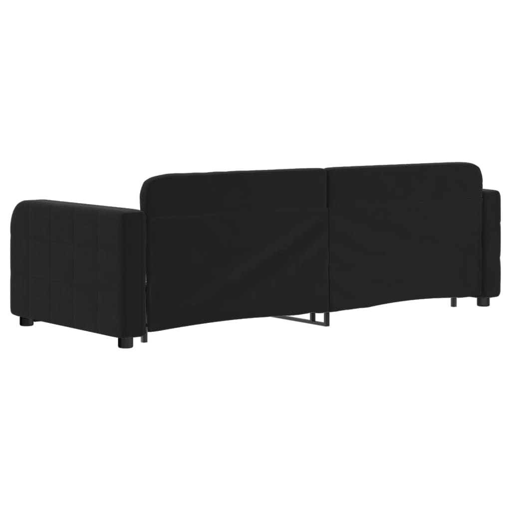vidaXL Sofa rozsuwana z szufladami, czarna, 80x200 cm, aksamit
