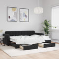 vidaXL Sofa rozsuwana z szufladami, czarna, 80x200 cm, aksamit
