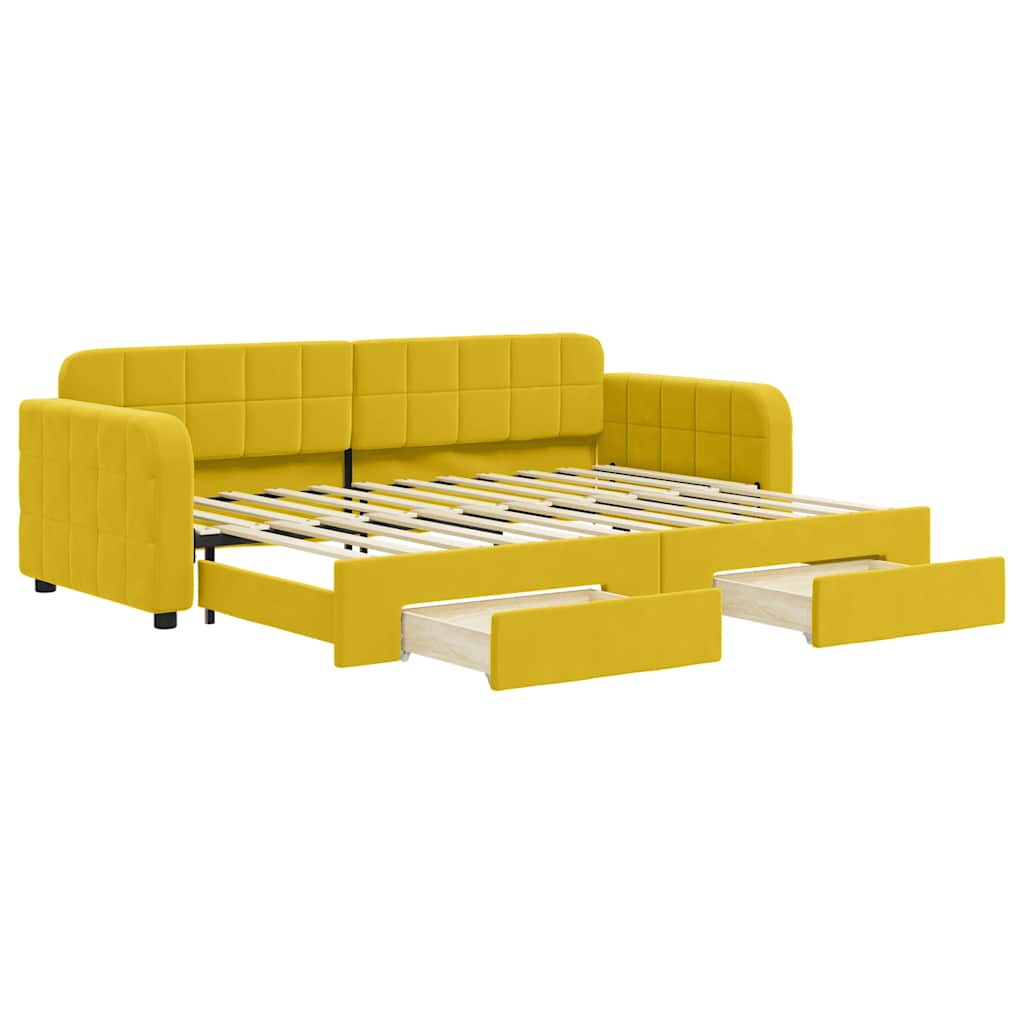 vidaXL Sofa rozsuwana z szufladami, żółta, 80x200 cm, aksamit