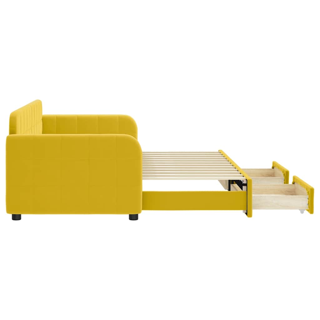 vidaXL Sofa rozsuwana z szufladami, żółta, 80x200 cm, aksamit