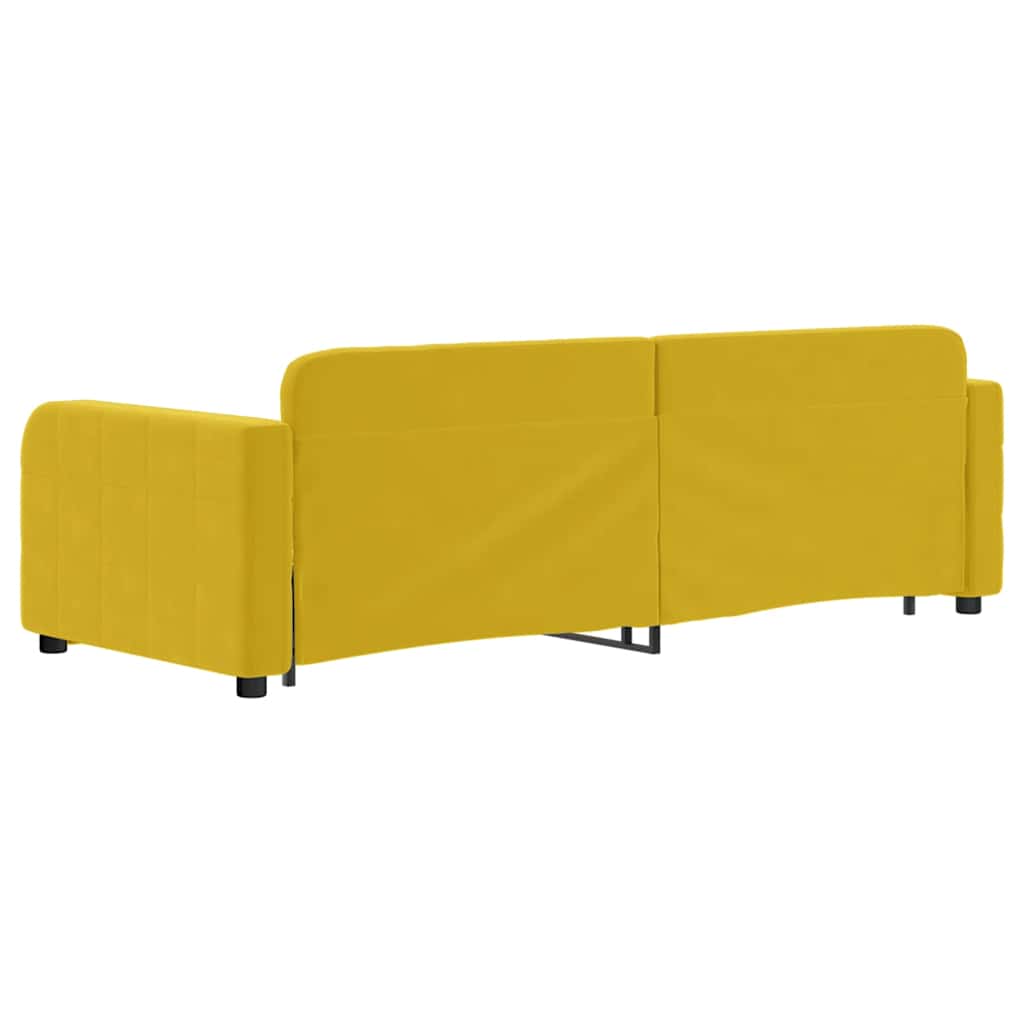 vidaXL Sofa rozsuwana z szufladami, żółta, 80x200 cm, aksamit