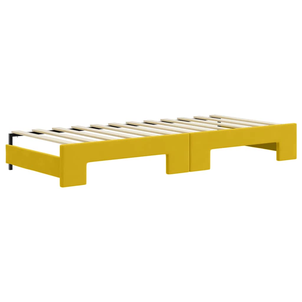 vidaXL Sofa rozsuwana z szufladami, żółta, 80x200 cm, aksamit