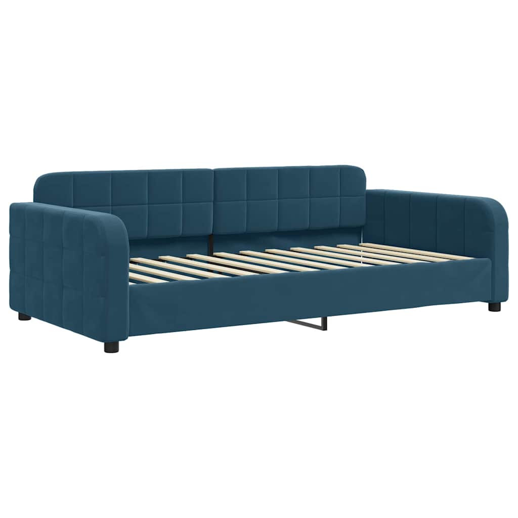 vidaXL Sofa rozsuwana z szufladami, niebieska, 90x200 cm, aksamit