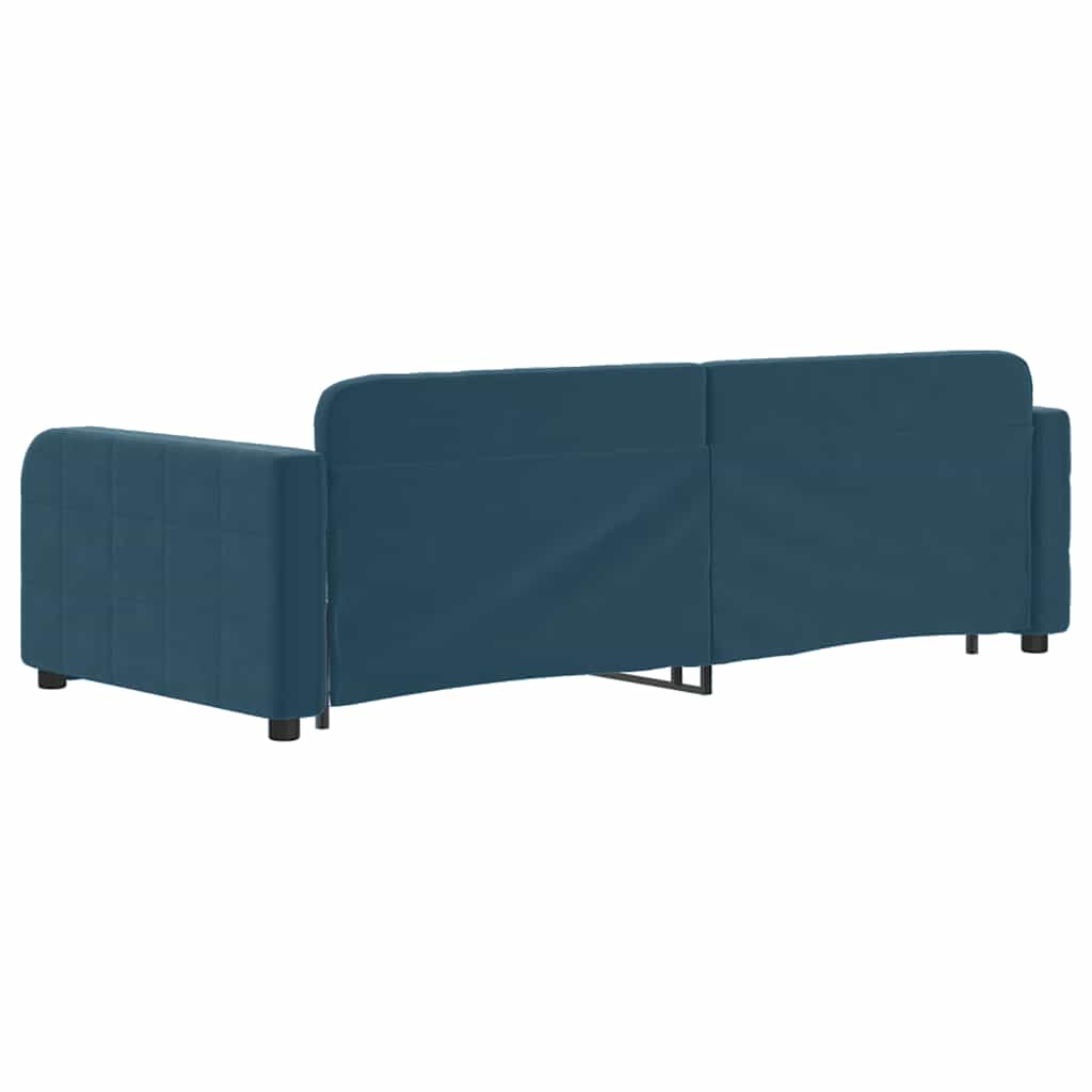 vidaXL Sofa rozsuwana z szufladami, niebieska, 90x200 cm, aksamit