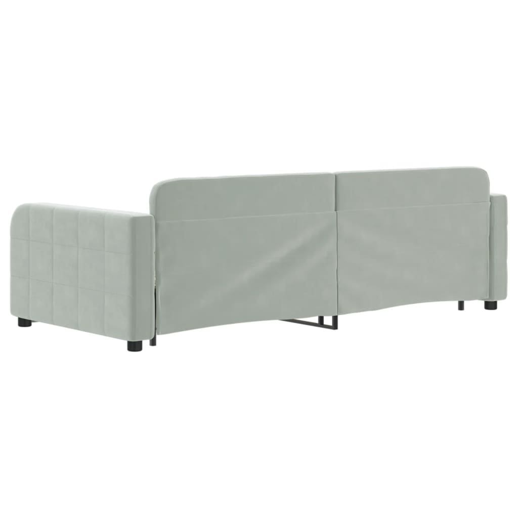vidaXL Sofa rozsuwana z szufladami, jasnoszara, 90x200 cm, aksamit