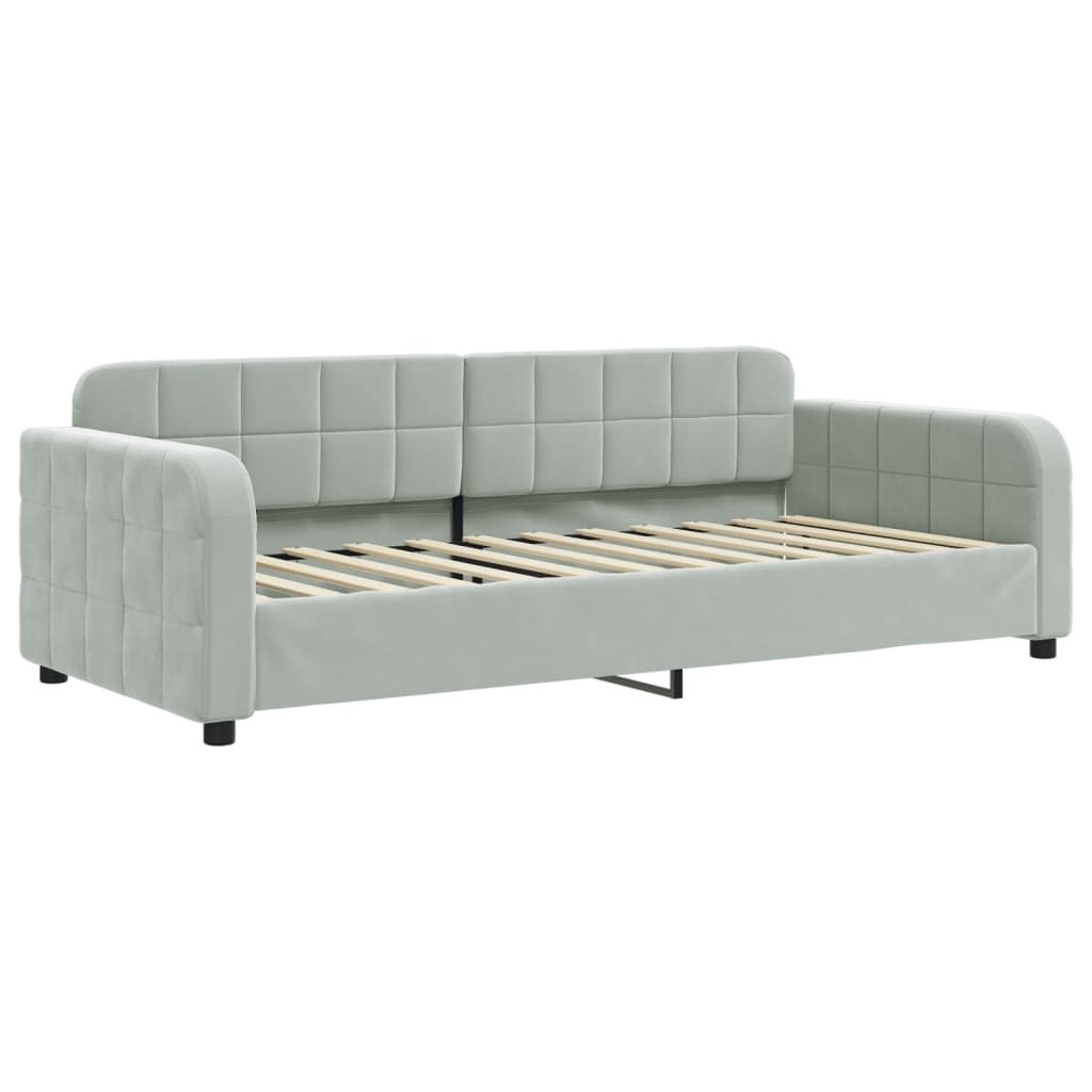 vidaXL Sofa rozsuwana z szufladami, jasnoszara, 90x200 cm, aksamit