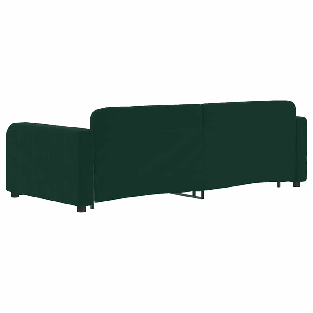 vidaXL Sofa rozsuwana z szufladami, ciemnozielona, 90x200 cm, aksamit