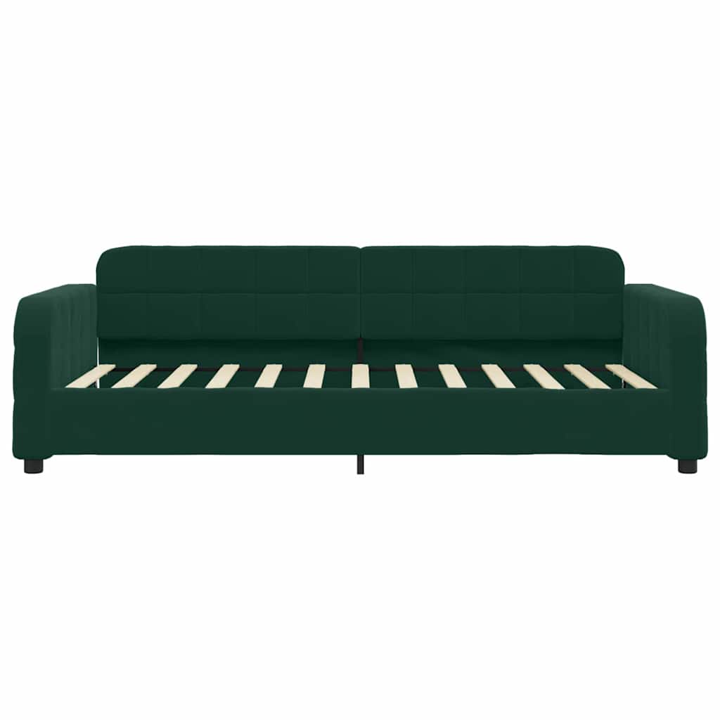 vidaXL Sofa rozsuwana z szufladami, ciemnozielona, 90x200 cm, aksamit