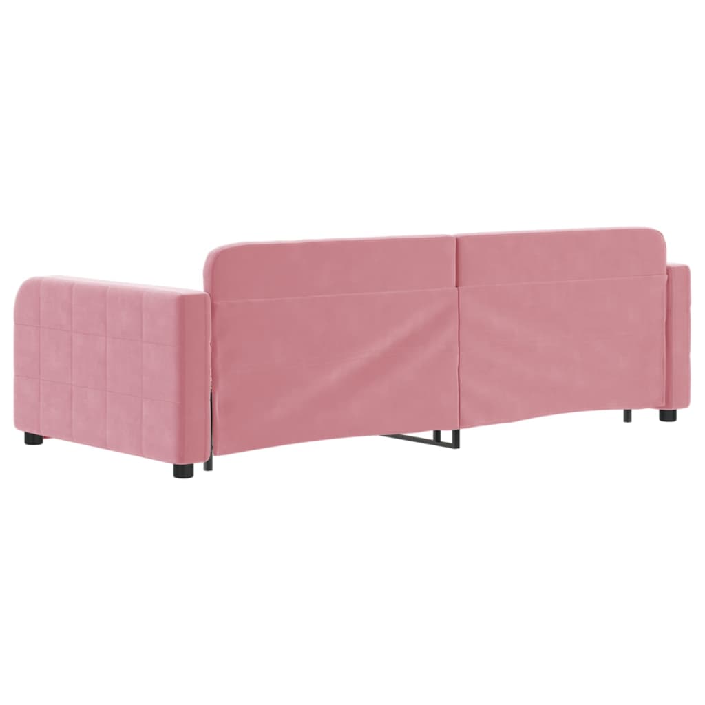 vidaXL Sofa rozsuwana z szufladami, różowa, 90x200 cm, aksamit