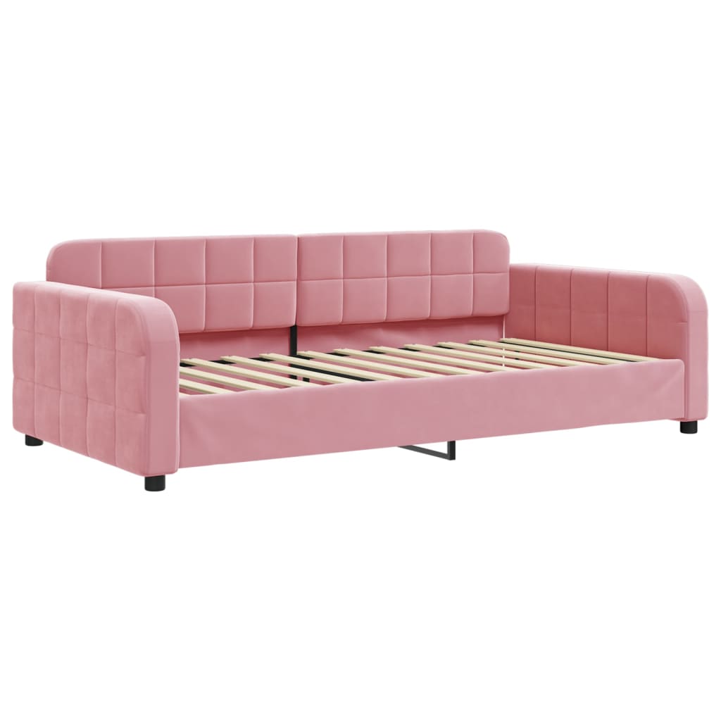 vidaXL Sofa rozsuwana z szufladami, różowa, 90x200 cm, aksamit