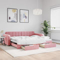 vidaXL Sofa rozsuwana z szufladami, różowa, 90x200 cm, aksamit
