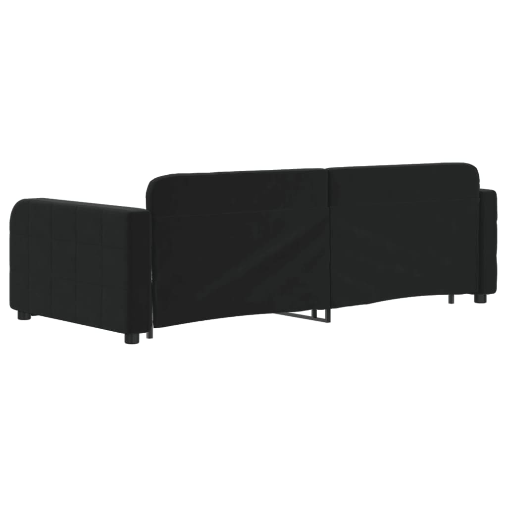 vidaXL Sofa rozsuwana z szufladami, czarna, 90x200 cm, aksamit