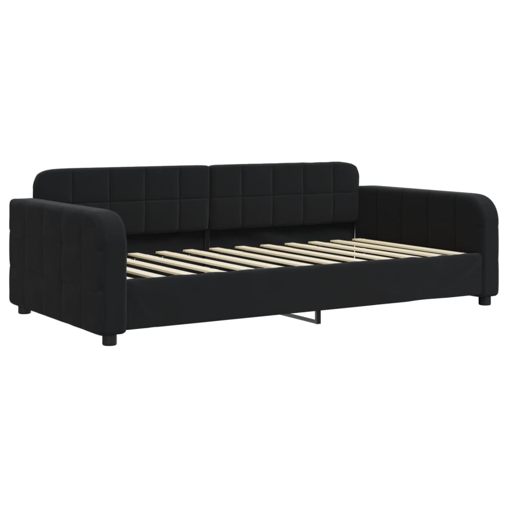 vidaXL Sofa rozsuwana z szufladami, czarna, 90x200 cm, aksamit