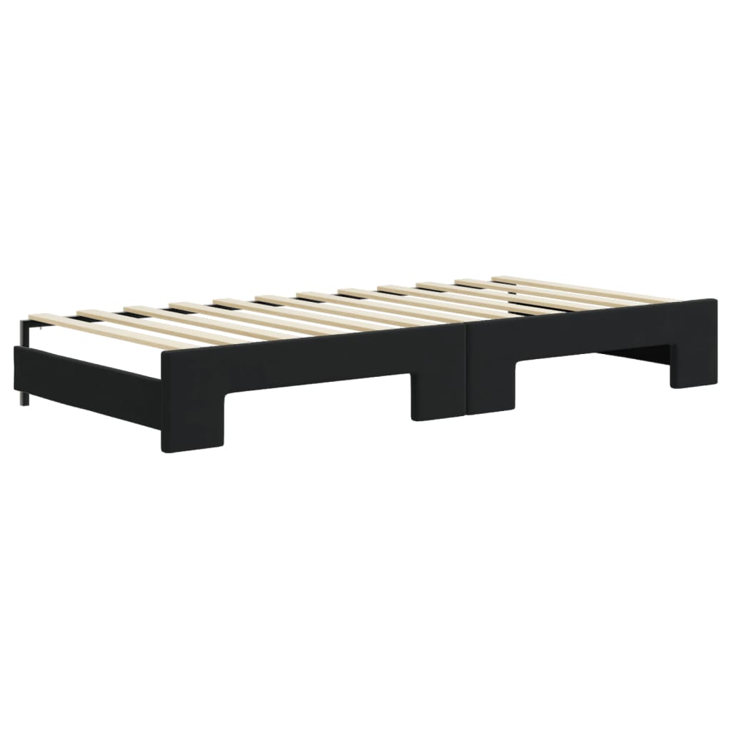 vidaXL Sofa rozsuwana z szufladami, czarna, 90x200 cm, aksamit