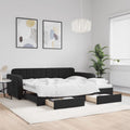 vidaXL Sofa rozsuwana z szufladami, czarna, 90x200 cm, aksamit