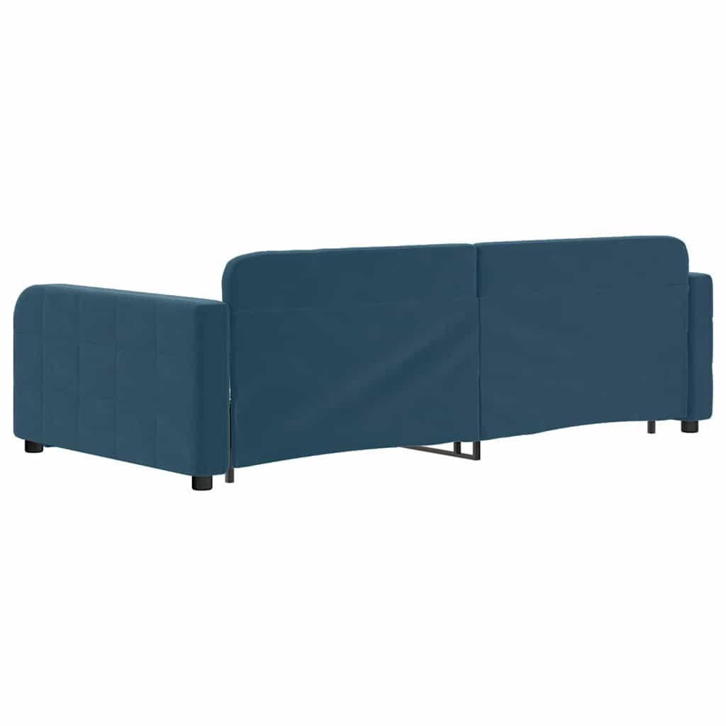 vidaXL Sofa rozsuwana z szufladami, niebieska, 100x200 cm, aksamit