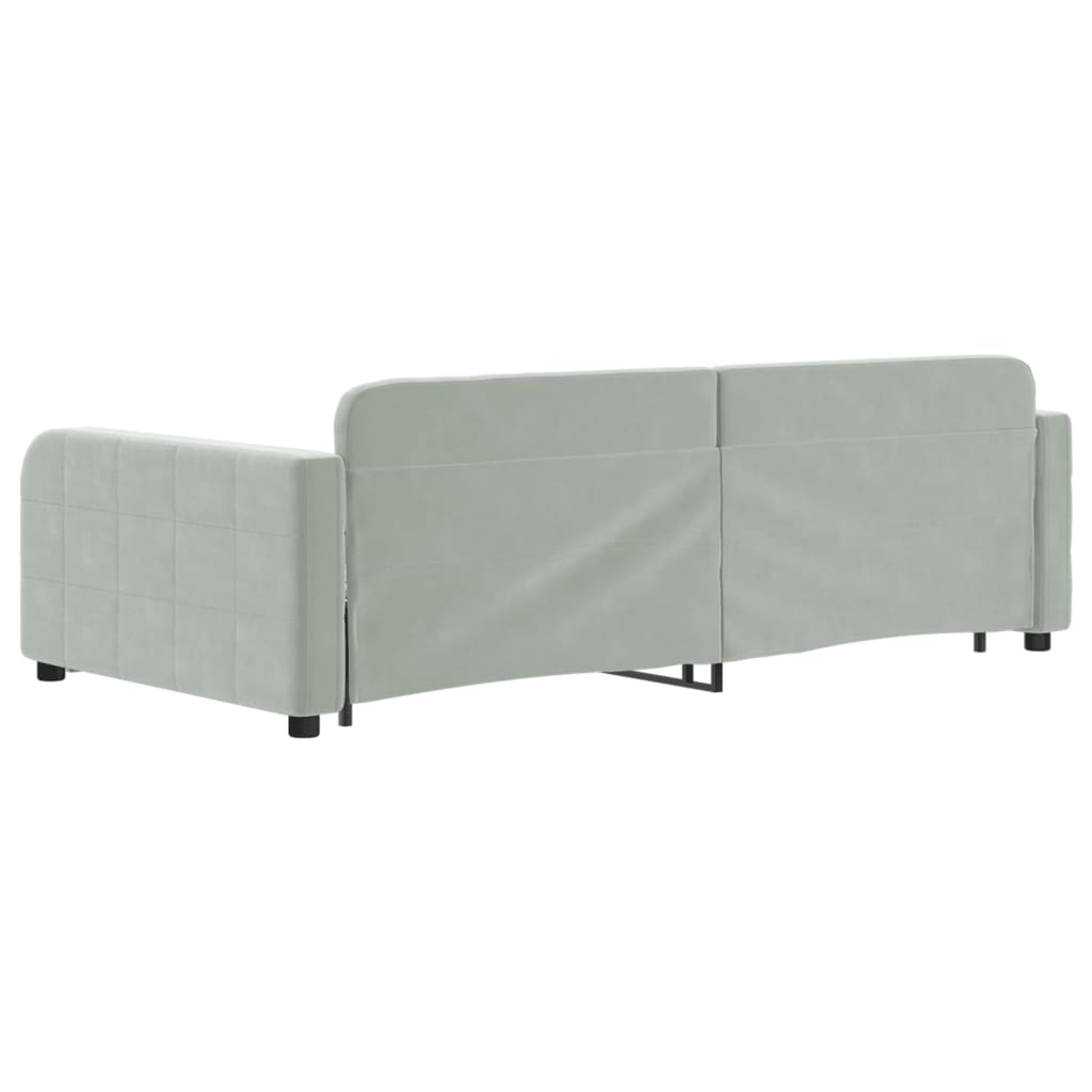 vidaXL Sofa rozsuwana z szufladami, jasnoszara, 100x200 cm, aksamit