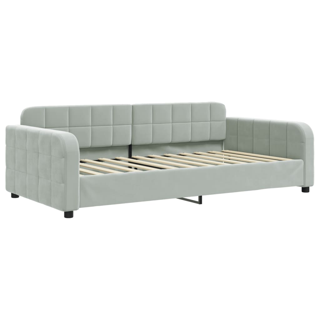 vidaXL Sofa rozsuwana z szufladami, jasnoszara, 100x200 cm, aksamit
