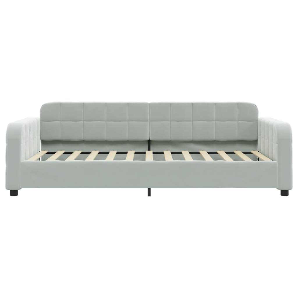 vidaXL Sofa rozsuwana z szufladami, jasnoszara, 100x200 cm, aksamit