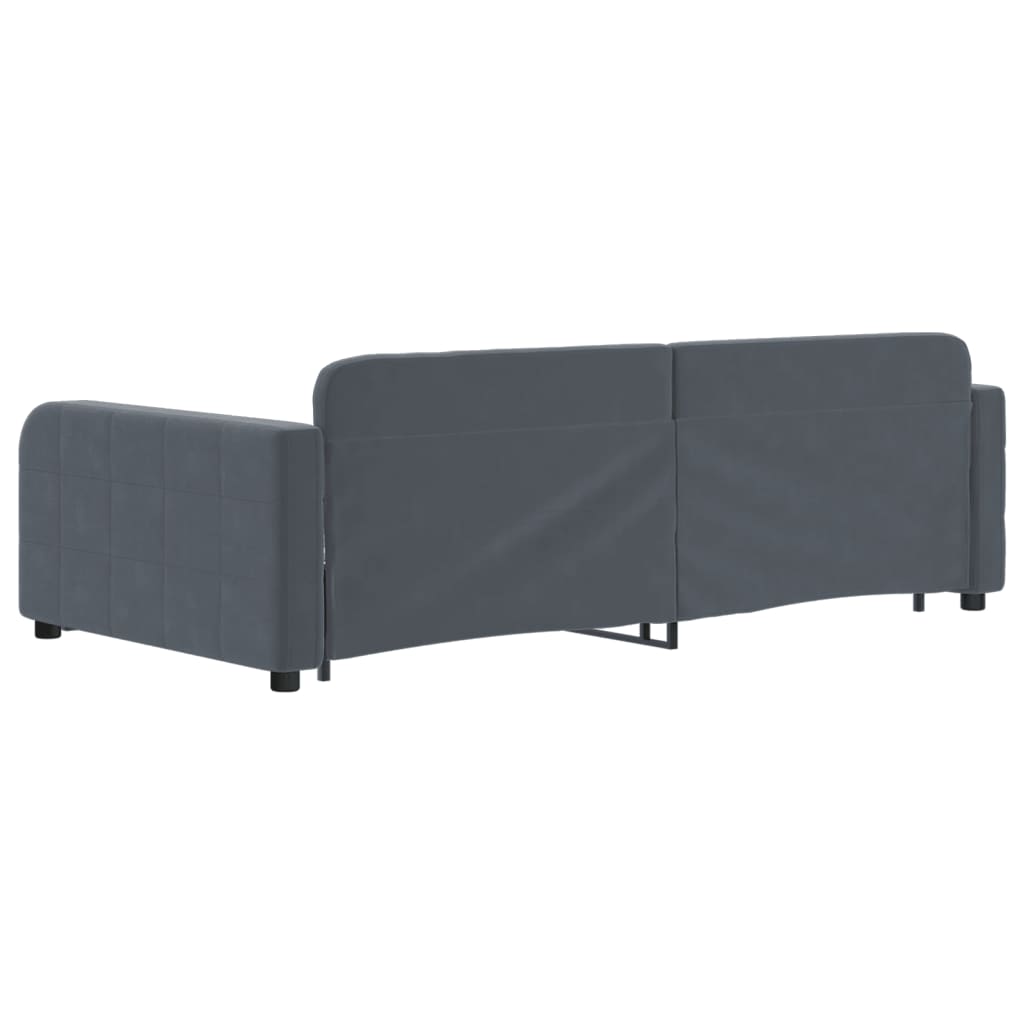 vidaXL Sofa rozsuwana z szufladami, ciemnoszara, 100x200 cm, aksamit