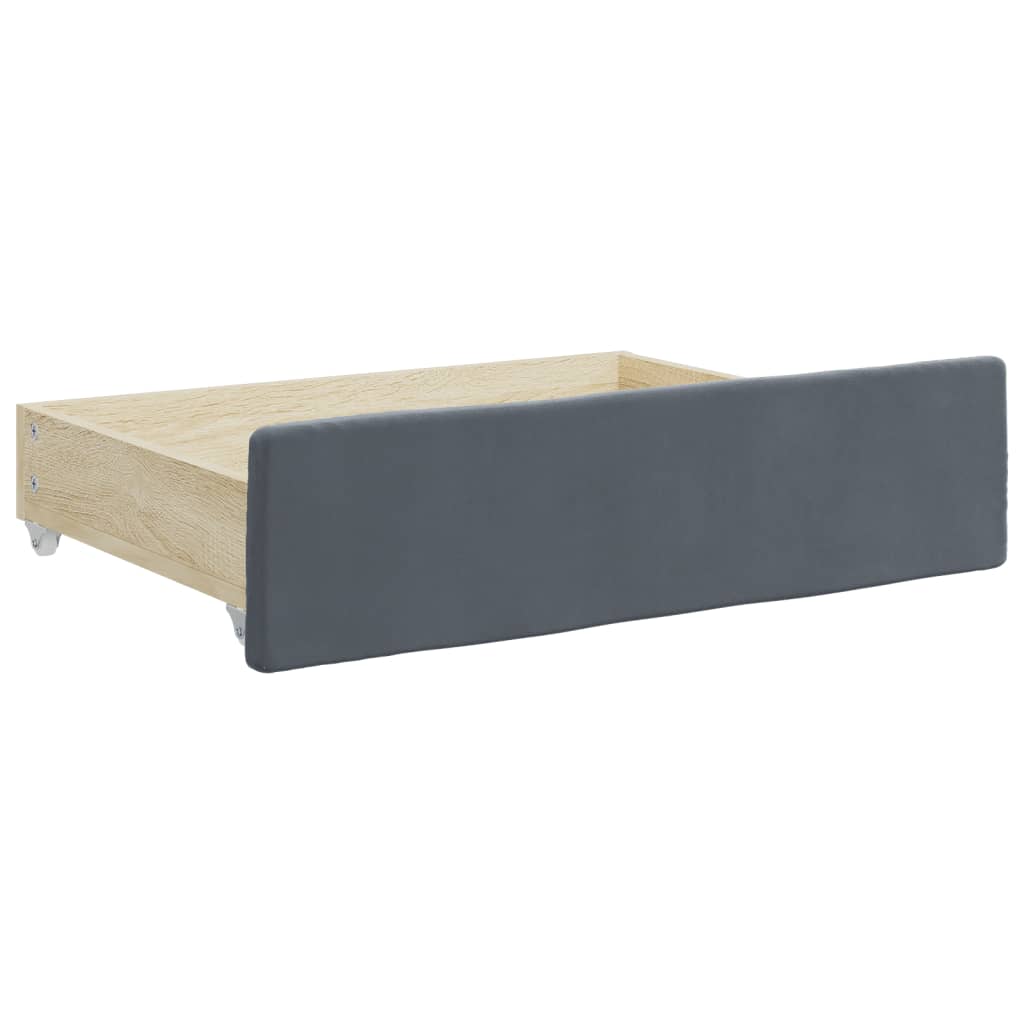 vidaXL Sofa rozsuwana z szufladami, ciemnoszara, 100x200 cm, aksamit